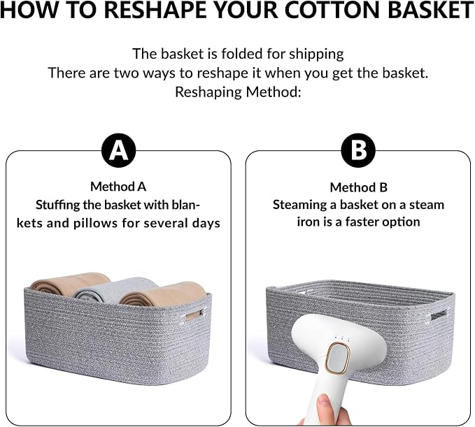 MiniArk Large Storage Baskets for Shelves, 17 x 13 x 7.5” Closet Organizers Bins for Clothes Blanket Towels, Baby Nursery, Toy Baskets Box, Woven Rope Baskets, 3 Packs Mixed Grey