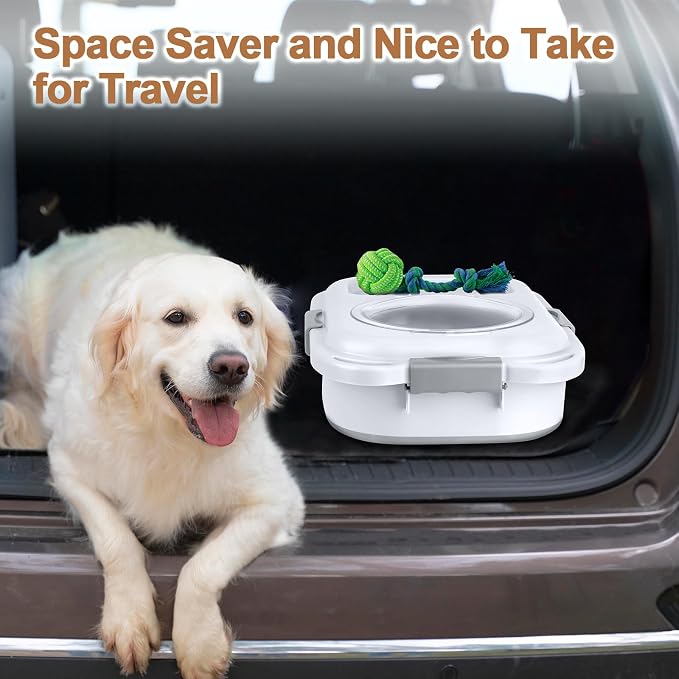 Dog Food Storage Container, 10-20 lbs Airtight Collapsible Cat Food Storage Container with Attachable Wheels, Portable Handle, Dog Food Scoop for Dog Cat Bird Pet Dry Food Storage Bin Light Grey