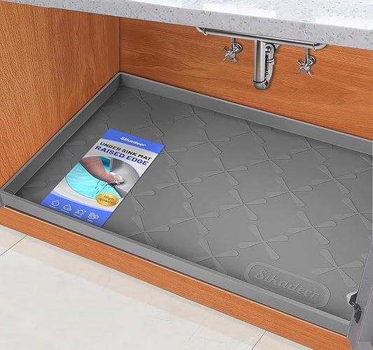 SIKADEER 34" x 19" Under Sink Mat Waterproof , Silicone Mat Kitchen Drawer Shelf and Cabinet Liner, Sink Protector for Bathroom Organizers and Storage, Boot Tray Pet Food Mats | Thick Raised Edge Cabinet Protector, BPA Free Kitchen Organizer and Storag...