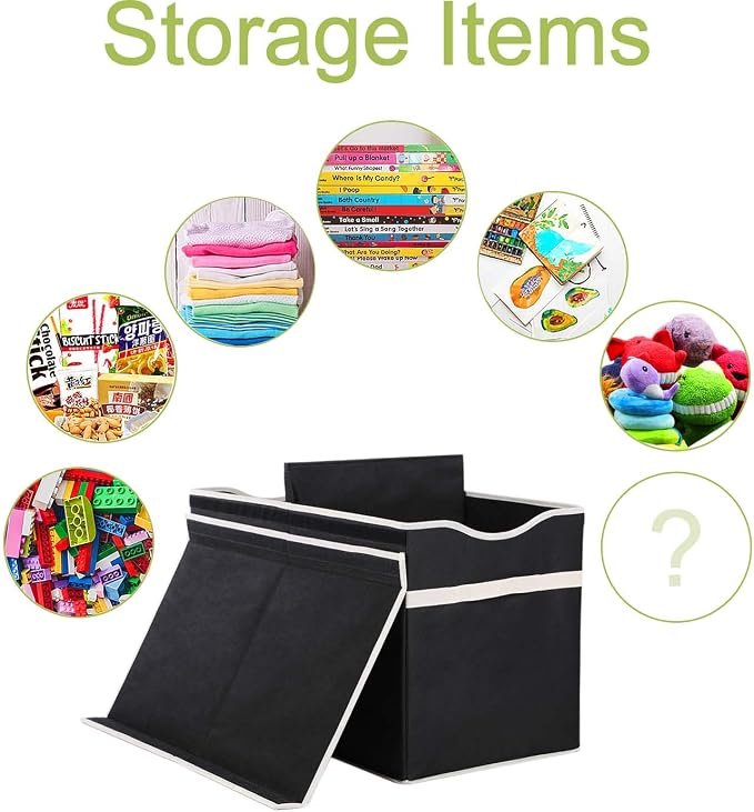 YOLOXO Toy Box Chest, Collapsible Sturdy Storage Bins with Lids, Extra Large Kids Toy Storage Organizer Boxes Bins Baskets for Kids, Boys, Girls, Nursery Room, Playroom, Closet (BLACK)