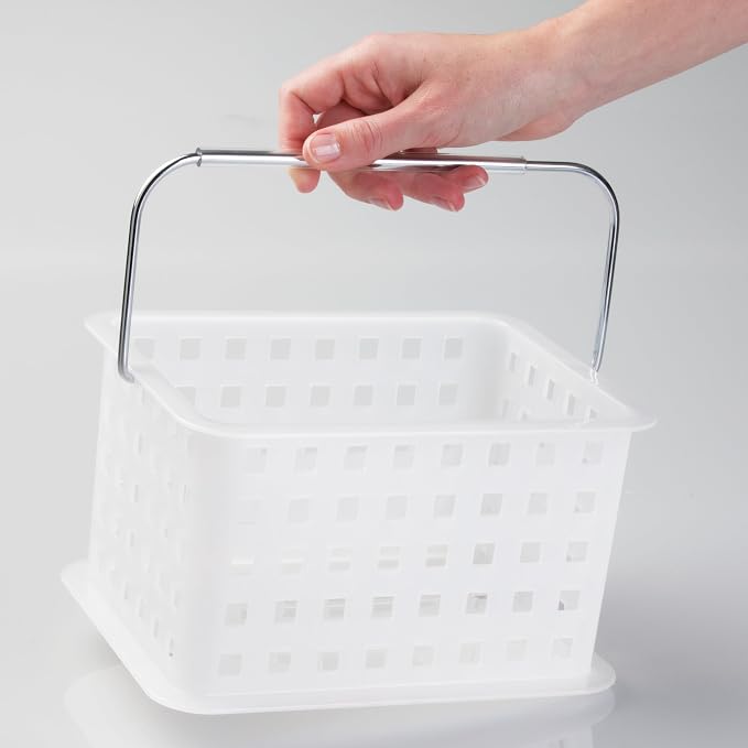 iDesign Portable Shower Caddy Basket with Handle, Set of 3, Frost | For Dorm or Bathroom, Made in USA