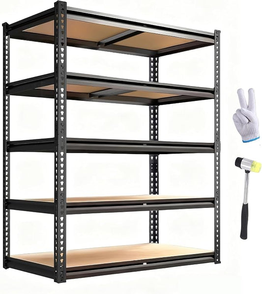 Garage Storage Shelves 72'',Ajustable Garage Shelving Units, Storage Shelves Heavy Duty, Metal Shelving for Basement, Warehouse, Workshop, Pantry, Closet, 2400 LBS, 16" D x 35.5" W x 72" H