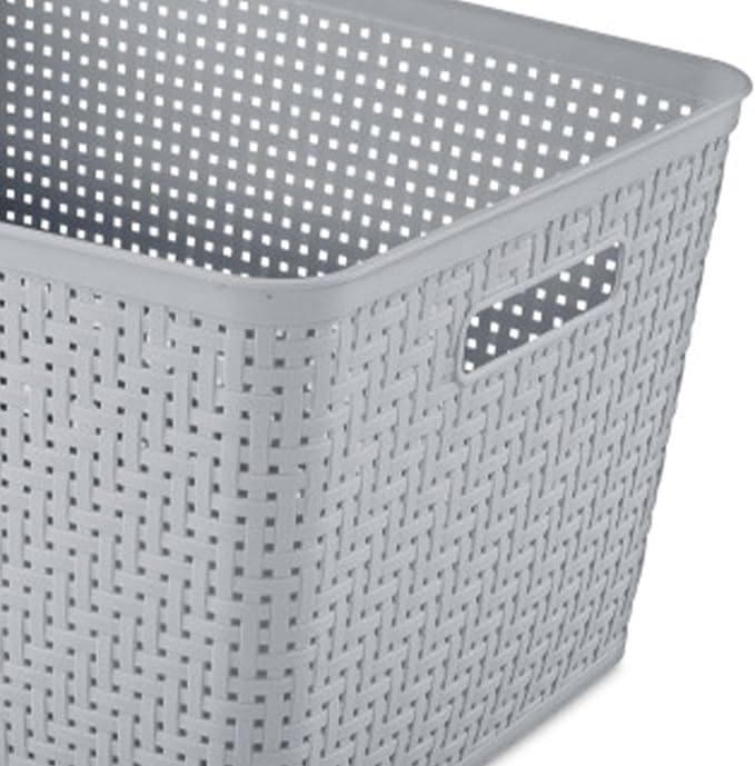 Sterilite 24 Pack Plastic Storage Bin Organization Containers, Tall Baskets, Cement