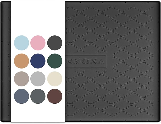 URMONA 28" x 19" Waterproof Silicone Mat in Multiple Sizes & Colors, Under Sink Mat for Kitchen & Bathroom, Pet Food Pad for Dogs & Cats, Kitchen Cabinet Liner, Multi-Purpose for Storage(Black)