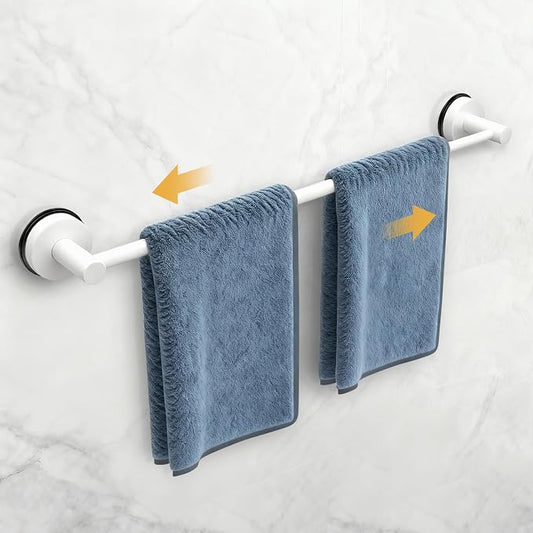14.6inch~24inch Towel Racks for Bathroom,Adjustable Suction Cup Towel Bar for Bathroom Wall,Stainless Steel Bath Towel Holder for Shower(Bright White)