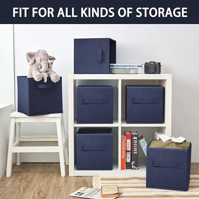 Small Storage Bins,Collapsible Fabric Storage Organizer 9.0"x7.5"x7.5",Mini Storage Box,fit for closet, living room, bookshelf, Kids clothes and toys storage and organization Blue