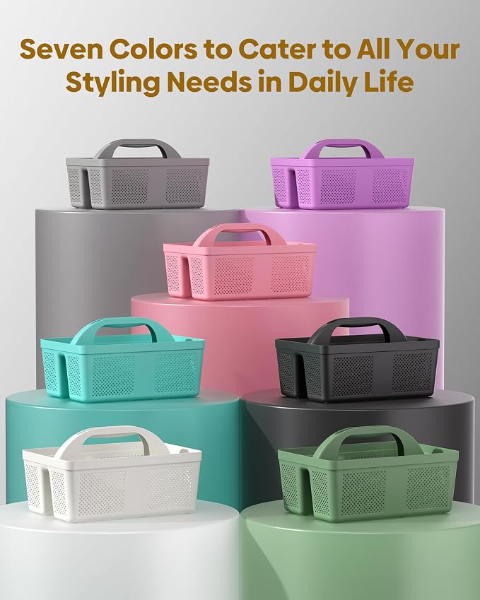 4 Pack Portable Shower Caddy, Integrated Handle, Reinforced Plastic, Organizer Storage Bathroom Supplies and Beauty Products, Cleaning Supplies, Shower Basket for Home, Dorm, Shelf and Cabinet