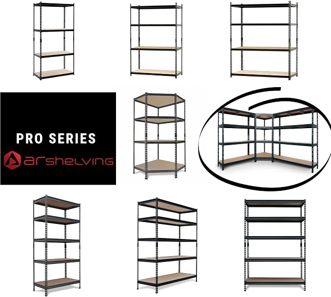 AR Shelving Pro Series Garage Storage Corner Shelving Unit — 4-Tier, Steel, Matte Black, 36in. W x 72in. H x 36in. D, 2000-Lb. Capacity, Model# TRCD18400KFUS0