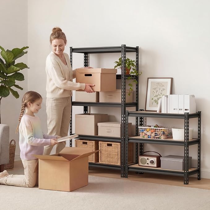 VEVOR Storage Shelves, 5-Tier Adjustable, 2000 lbs Capacity, Heavy Duty Garage Storage Shelving Unit, Metal Utility Rack Shelf, for Kitchen Pantry Basement Bathroom, 32.36" W x 16.34" D x 62.76" H
