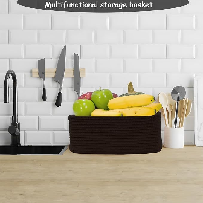 COMFY-HOMI 11.5"x7.5"x4.7" Storage Baskets for Organizing | Cotton Rope Woven Basket | Toy Storage Bin Box | Basket for Shelves, Closet Organizer Bin, Decorative Closet Shelf, 1 Pack