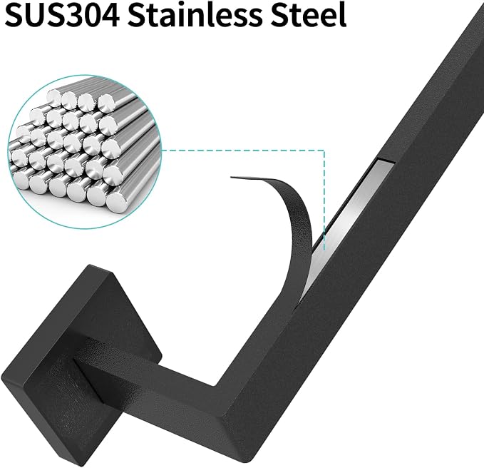 Bathroom Towel Bar, Towel Racks for Bathroom Wall Mounted Black | 24 Inch Stainless Steel Towel Rod Modern Home Decor,Matte Black Towel Holder Bathroom 2 Pack