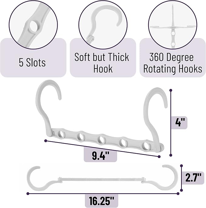 Mr. Pen- Space Saving Hangers, 8 pcs, 360° Rotating Hooks | Magic Cascading Hanger Organizer with 5 Enclosed Slots, Closet Organizers and Storage for Clothes