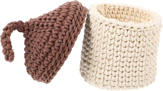 Healifty Woven Storage Basket Large Capacity Handwoven Cotton Rope Organizer for Home Kitchen Bathroom Decorative Plant Pot Holder Desktop Display