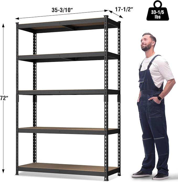 WORKPRO Shelving with MDF Board, 35-3/10”W x 17-1/2”D x 72”H, 1650LBS Load