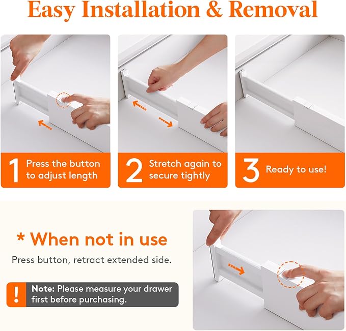 Lifewit 10 Pack Upgrade Drawer Dividers for Clothes, 4" High 11-17" Adjustable Dresser Drawer Organizers, Expandable White Plastic Drawer Separators for Kitchen, Nursery, Office Organization & Storage
