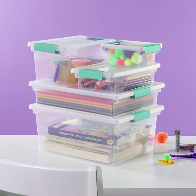 Sterilite Large Clip Box, Clear Storage Bin with Latching Lid, 6 Pack | Storage Containers with Latching Lids for Writing, Arts or Crafts Supplies - Home, Office, Classroom & Workshop Organization