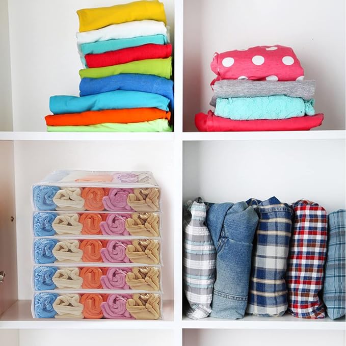 25Pcs Clear Vinyl Zippered Storage Bags - Blanket & Bed Sheet Organizer for Closet Linen & Sweater
