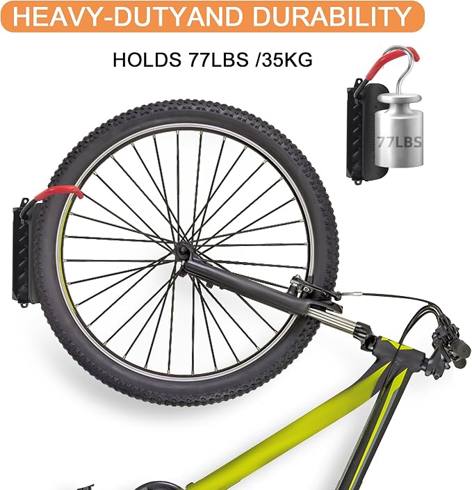 Swivel Bike Wall Mount, Bike Hangers for Garage, Space-Saving Bike Storage, Sturdy Bicycle Rack Can Holds Up to 77 lbs, Easy Install, 4 Pack