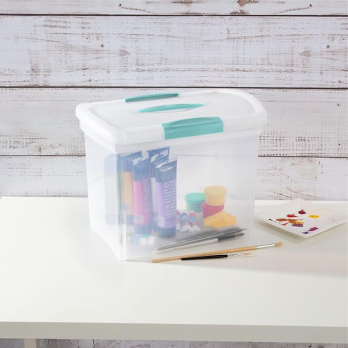 Sterilite Nesting ShowOffs Large Storage Bins w/Lids and Handles, 18-Pack | Heavy-Duty and Stackable Utility Box Containers for Home, Office, Cabinet, Closet, Bedroom, and Basement Organization