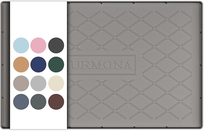 URMONA 22" x 14" Waterproof Silicone Mat in Multiple Sizes & Colors, Under Sink Mat for Kitchen & Bathroom, Pet Food Pad for Dogs & Cats, Kitchen Cabinet Liner, Multi-Purpose for Storage(Beige)
