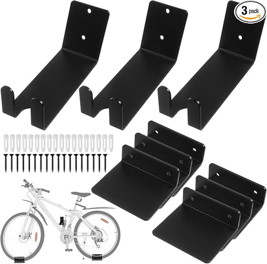 3 Pack Bike Pedal Hanger Wall Mount, Bike Display Stand for Wall, Horizontal Bikes Hanger Holds 70 Lbs, Suitable as Bicycle Rack Garage Bikes Storage Shed and Bicycle Storage Indoor