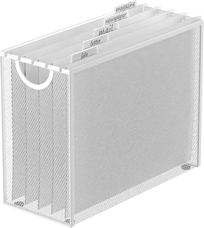 Sinboun Hanging File Organizer Includes 5 Hanging Folders for Office, White