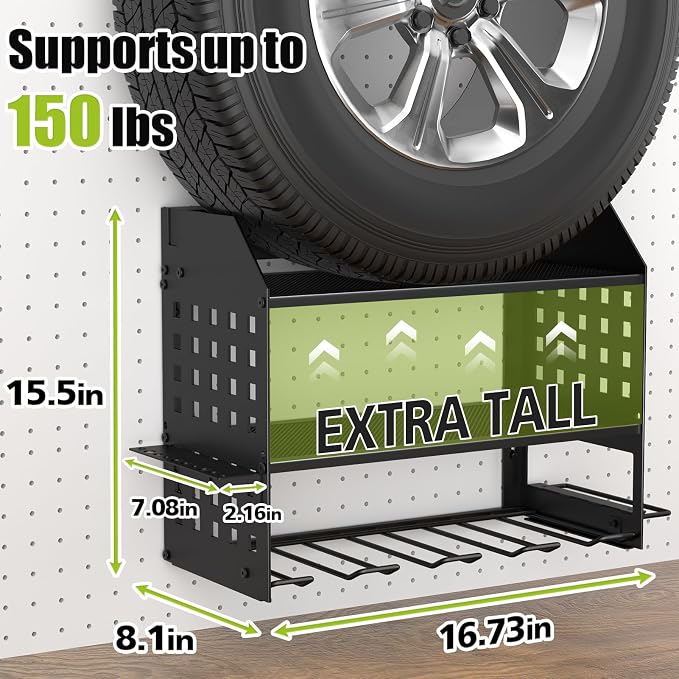 SUNALLY Power Tool Organizer Wall Mount with Charging Station,3 Layer,Black | Metal Tool Storage Rack with 4 Drill Holders, Heavy Duty Power Tool Shelf for Garage,Warehouse,Workshop, Gift for Men,Husband