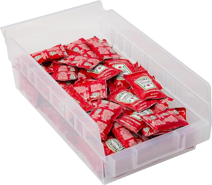 Akro-Mils 30130 Heavy Duty Plastic Shelf Bins, 12"x 6.5"x 4", Clear, 12-Pk | Heavy Duty Nesting Storage Bins for Garage, Closet, Refrigerator, Kitchen, Cabinet, Drawer Organization, Pantry Organization