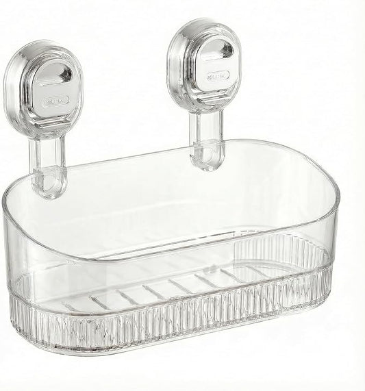 AVOKIHI Suction Cup Shower Caddy, No Drill Shower Shelf | Clear acrylic storage box for inside shower. Strong suction cups hold safely on smooth walls. No drill or adhesive.