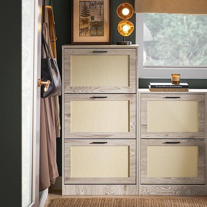 Haotian Shoe Cabinet for Entryway-FSR137 (Beige, 3-Drawers)