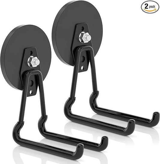 ENUODA Strong Magnetic Hooks Heavy Duty Upgraded Large Magnet Garage Hooks, Magnetic Tool Holder for Container, Locker, Container, Garden Tool, Toolbox, Power Tool, Broom, 2PCS