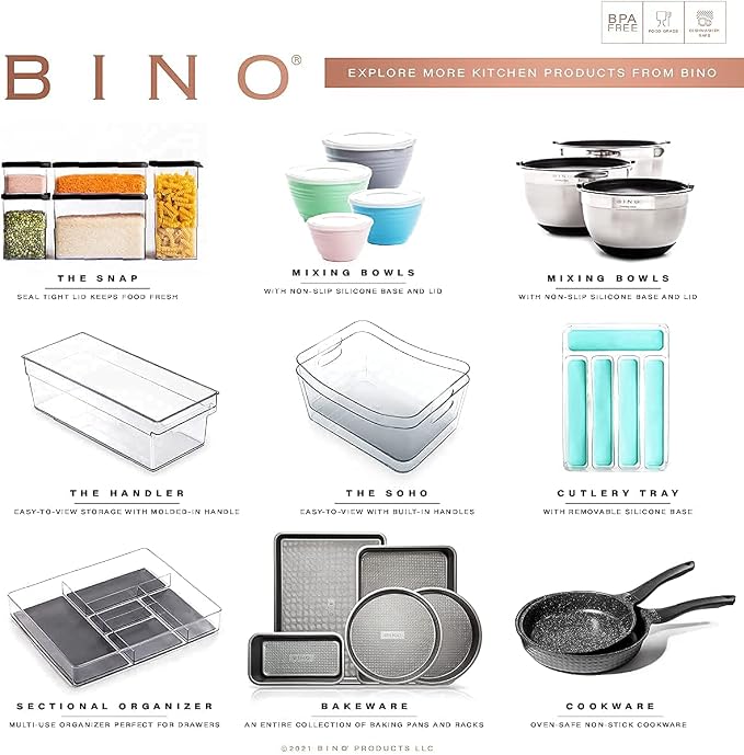 BINO | Stackable Storage Bins, Medium - 4 Pack | The Stacker Collection | Clear Plastic Storage Bins | Organization and Storage Containers for Pantry & Fridge | Multi-Use Organizer Bins | BPA-Free