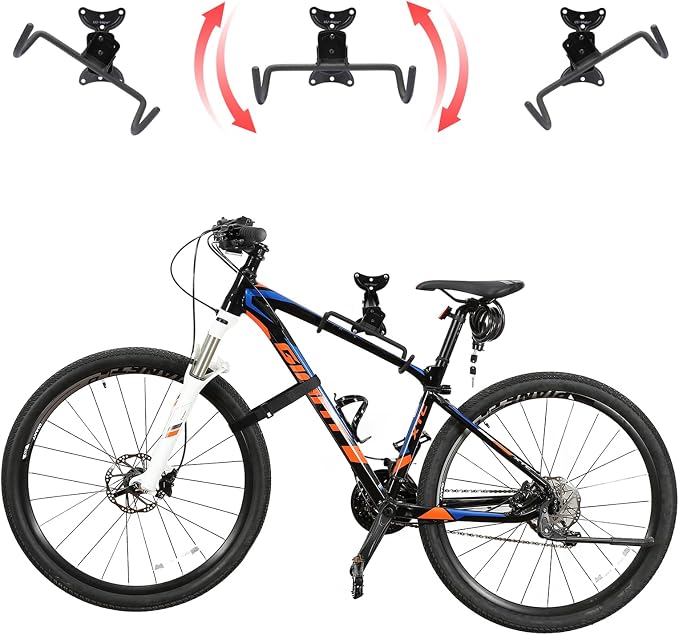 UU-Major Bike Wall Mount,Heavy Duty Bike Hanger, Mounted Bike Hook for Garage Wall,Horizontal Bike Rack for MTB,Road And Hybrid Bikes Storage,Thicker Metal With Rubber Coating.(Adjustable*2 Pack)