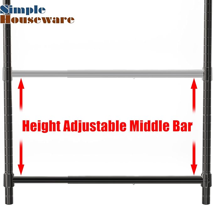 Simple Houseware Adjustable Closet Hanging Rod, Black