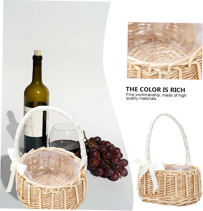 Hemobllo 1pc Hand-woven Decorative Storage Basket for Home Organization Natural Floral Basket for Weddings and Portable and Stylish Large
