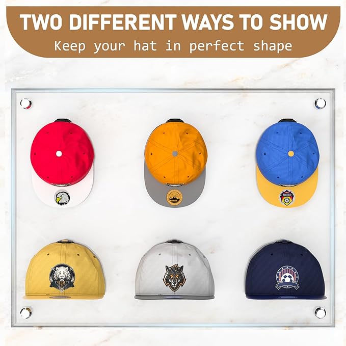22 Pack Adhesive Hat Hooks for Wall, Super Strong Hat Rack for Baseball Caps, Hat Organizer Display for Home Decor, Hat Hangers Holder for Wall, Door, Closet, No Drilling - USA Patented (Black)