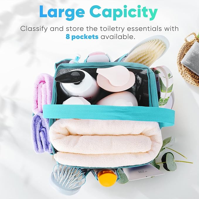 EUDELE Mesh Shower Caddy Portable for College Dorm Room Essentials, Shower Caddy Dorm with 9-Pocket Large Capacity for Beach, Swimming, Gym, Camping, Travel essentials