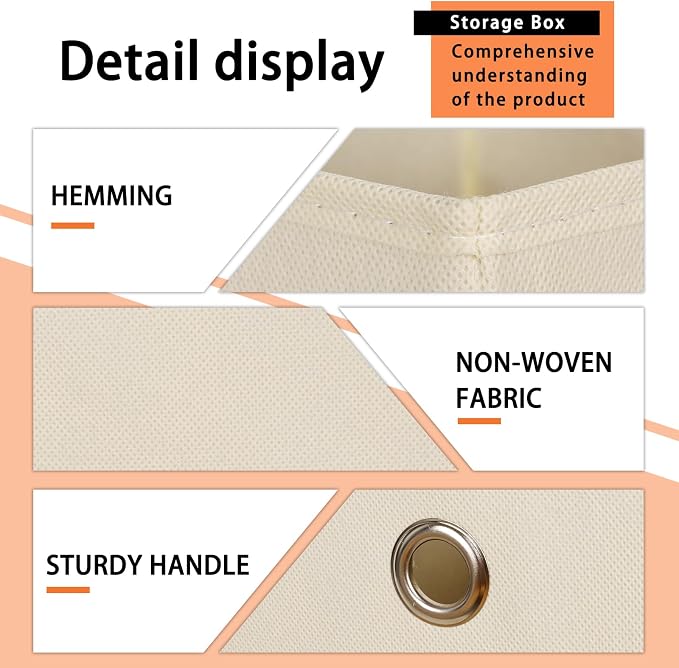 Foldable Storage Cubes Bins ,11 Inch Cloth Storage Cube Fabric Storage Box Cubes Organizer Baskets with Dual Handles for Home Organizer Set of 10 (Creamy-White)