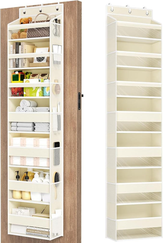 Mefirt Over The Door Organizer, 7 Tier Door Hanging Organizers with 7 Large Pockets 14 Side Pockets, Behind Door Storage Hanging Shelves for Closet Bathroom Bedroom Nursery