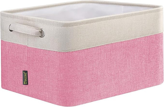 BALEINE 1 Pack Fabric Closet Storage Bins for Shelves, Linen Closet Organizers and Storage, Decorative Baskets for Organizing, Shelf, Clothes, Home, Office (Pink, 12"x8"x8")