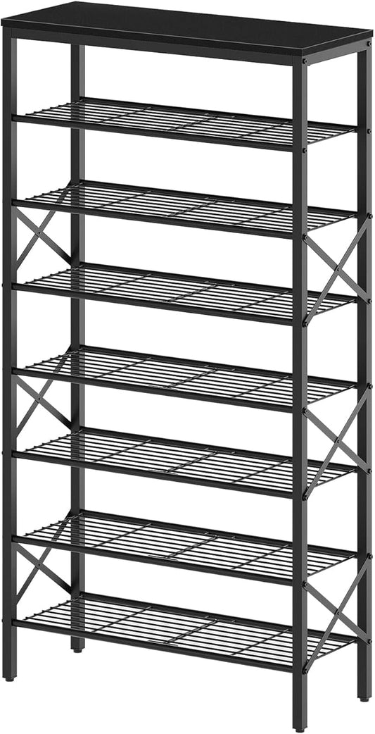 YATINEY 8 Tier Shoe Rack, Large Capacity Shoe Storage Organizer Holds 32 Pairs, Sturdy and Stable, for Entryway, Hallway, Closet, Dorm Room, Black SS08BB