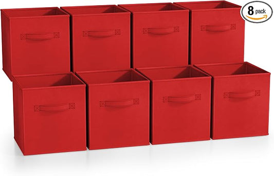 Sorbus Fabric Storage Cubes - 8 Foldable Storage Bins for Organizing Pantry, Cubbies, Toy Box - Clothes Storage & Closet Organizer - 11 Inch Collapsible Cube Baskets for Shelves with Handle