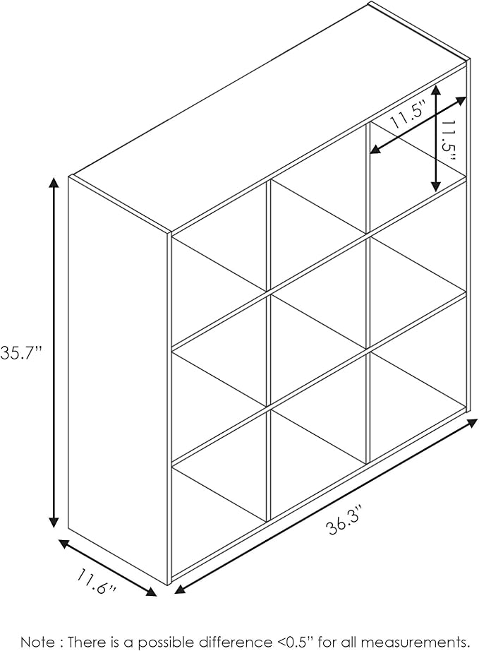 Furinno Pelli Cubic Storage Cabinet, 3x3, Espresso | 11.6 x 36.3 x 35.7, Open & Closed Back Cubes, Storage Organizer Cabinet, for Living Room, Bedroom, Home Office