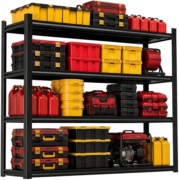 Garage Shelving, 3300 LBS Storage Shelves with Side Guard | 5-Tier Garage Storage Shelves,Adjustable Industrial Shelves with Thickened Double-Layer Posts for Garage 31×36×14in