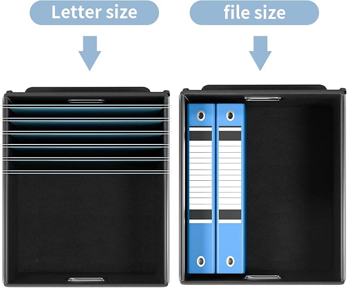 File Organizer Box with Lids, Collapsible File Folder Organizer | File Box with Plastic Slides for Document, Filing Bin for Letter Size Hanging File Folders (1 Pack, Powderblue)