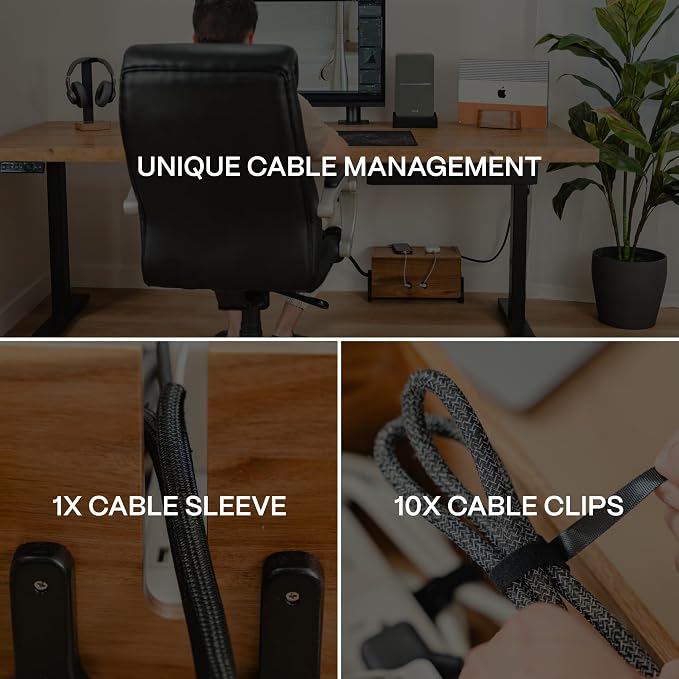 COREMINDED Extra Large Cable Management Box, Wood Cord Hider Box & Organizer for Power Strip, TV Wires & Desk Cable Storage