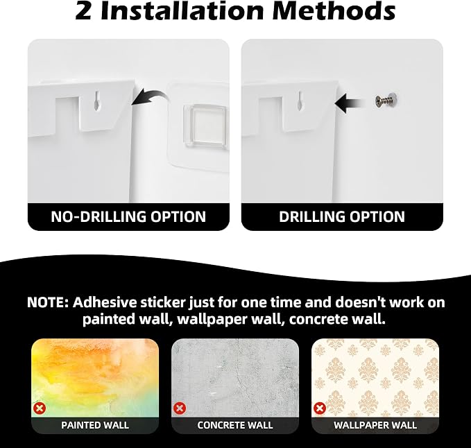 YOHOM Adhesive File Holder Plastic Document Folder Door No Drilling Mount Mail Magazine Organizer A4 Filing Envelopes Folder, Office Wall Mount Single Pocket (WHITE, 3 PCS)