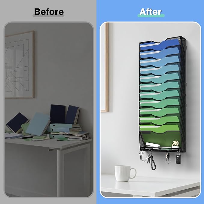Kuntine.B Wall File Organizer Office Hanging Magazine Holder Wall File Organizer for Office Home