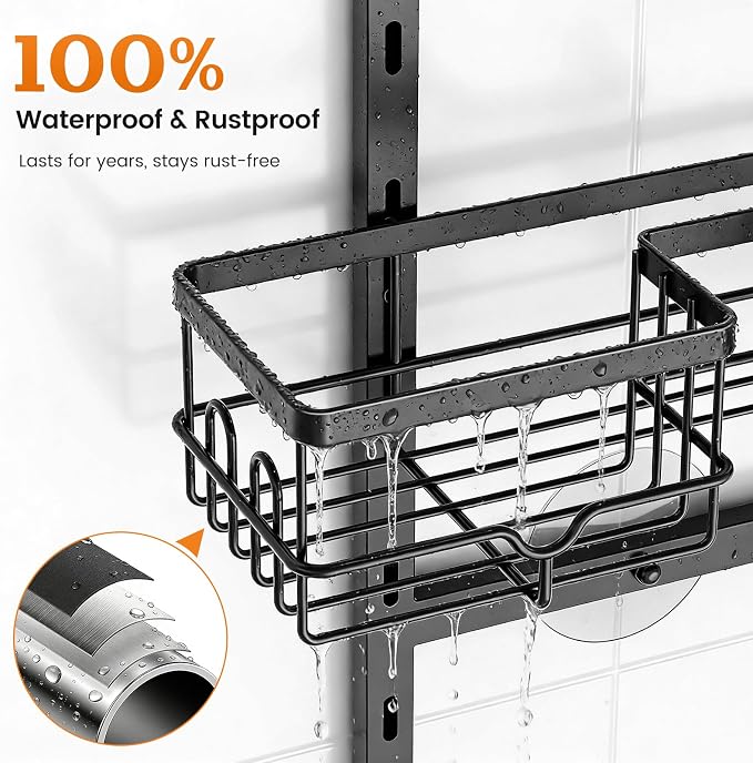 Shower Caddy Hanging, Adjustable Bathroom Organizer 3 Tier Shelf Rustproof | Over The Showerhead / Door Hanging Shelves, Shower Rack for Inside Shower with Soap Dish, No Drilling Storage