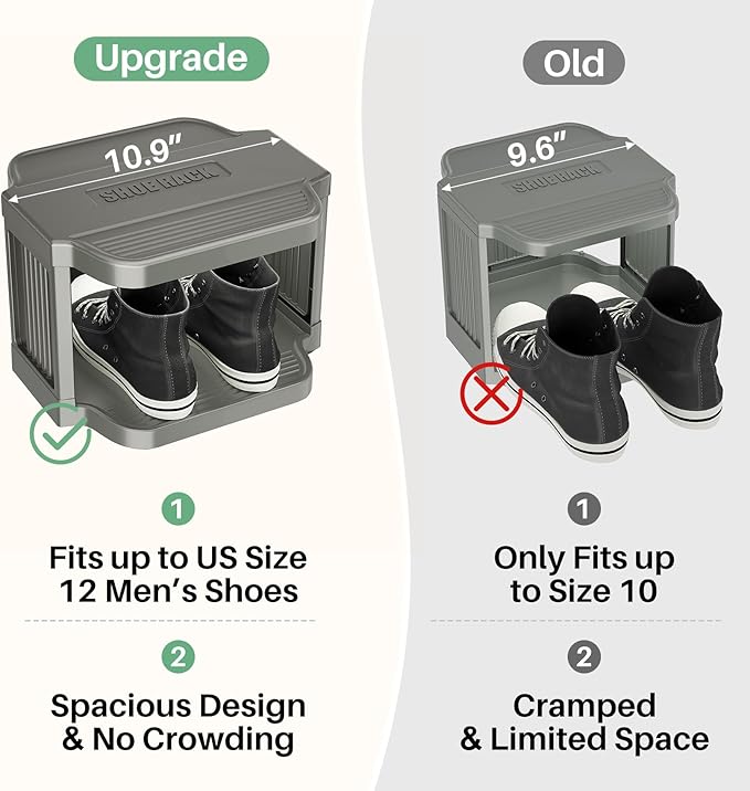 Kitstorack 8-Tier Vertical Plastic Shoe Rack, Freestanding Stackable Shoe Storage Organizer Cubes Shoe Shelf Tower or Small Closets and Tight Spaces, Gray